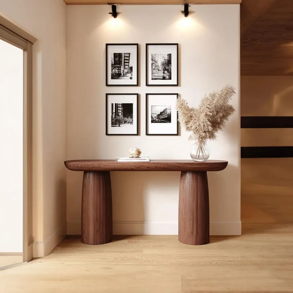 Modern Narrow Console Table — Handmade Solid Wood