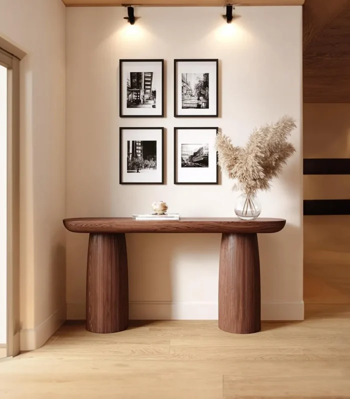 Modern Narrow Console Table — Handmade Solid Wood